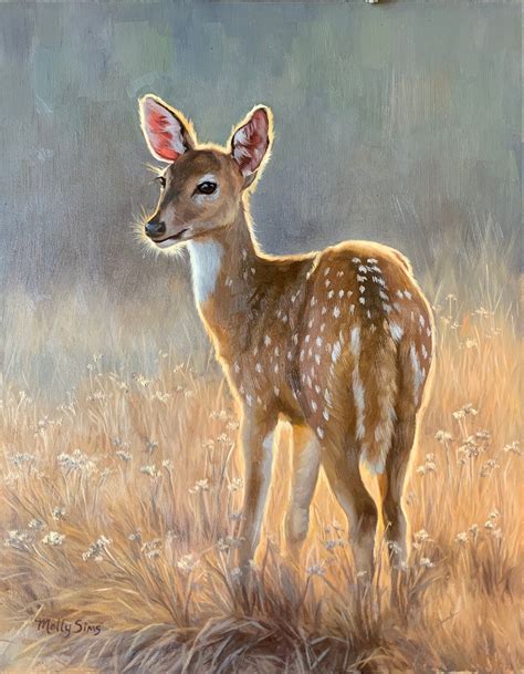 Fawn Painting Deer Painting Deer Art Wildlife Painting - Etsy UK