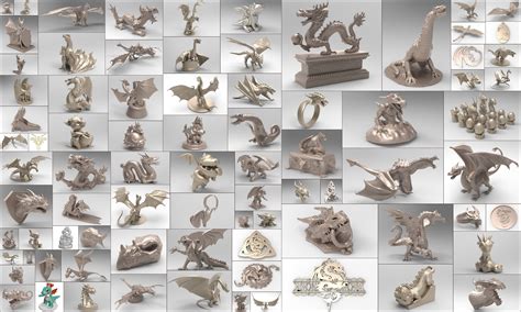 Collection 80 Dragon STL 3D model 3D printable STL