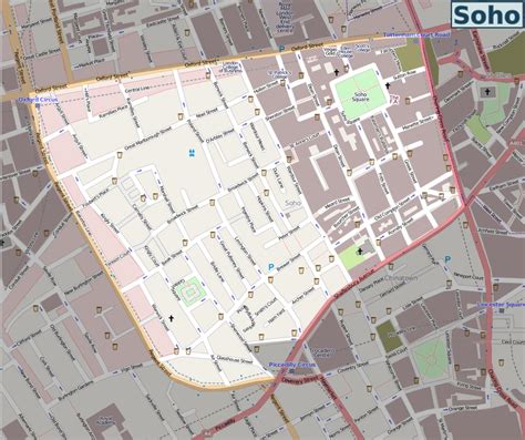 Soho London map - Map of Soho London (England)