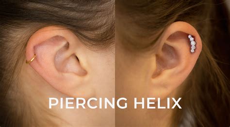 Helix piercing: pain, healing, jewelry - obsidian piercing