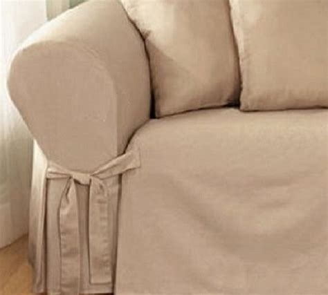 Dual Reclining LOVESEAT Slipcover Cotton Taupe Sure Fit 2-Seater Cover