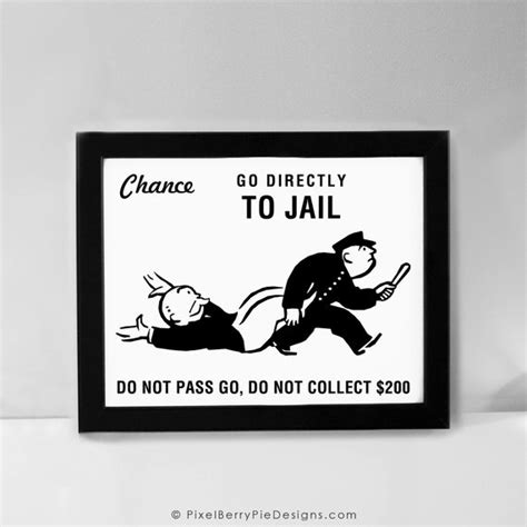 Monopoly CHANCE Card Go Directly to Jail Art Print | Etsy