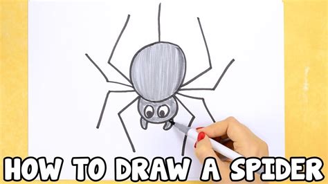 How to Draw a Spider - drawing tutorial for beginners or kids - YouTube