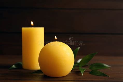 Wax Yellow Candles of Different Shapes Stock Photo - Image of flame, comfort: 119363770