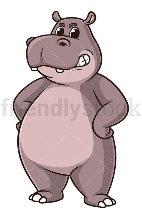 Angry Hippo Cartoon Clipart Vector - FriendlyStock