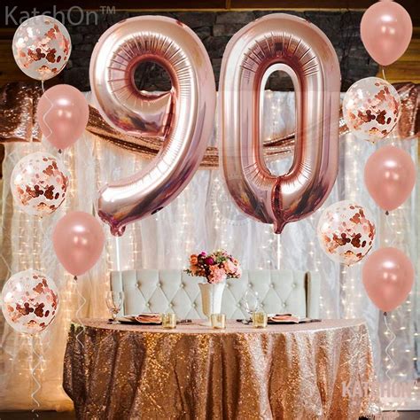 Giant, Rose Gold 90th Birthday Balloons - 40 Inch, 90th Balloons | Rose ...