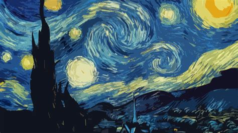 The Starry Night by Vincent Van Gogh painting, painting, Vincent van Gogh, abstract, The Starry ...