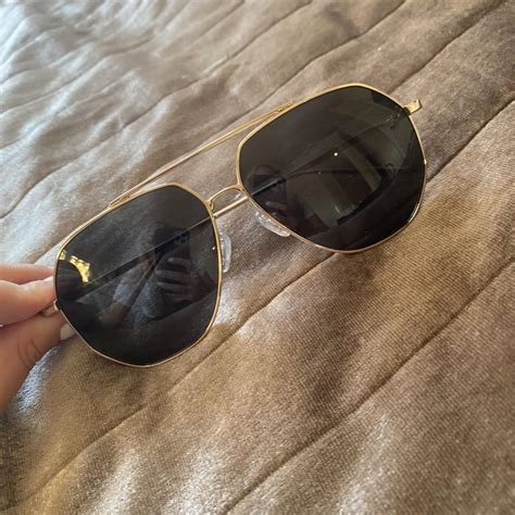 Asos aviator sunglasses gold frame and black lens.... - Depop