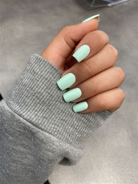 Mint green nails | Mint green nails, Green acrylic nails, Mint nails