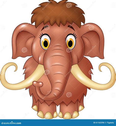 Cartoon Cute Mammoth On White Background Stock Vector - Illustration of mammoth, animal: 61163396