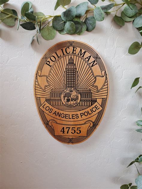 LAPD Badge Customized LAPD Badge Carved LAPD Badge Police | Etsy