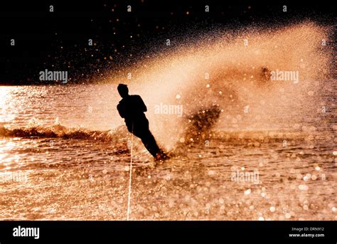 Water Skier Silhouette Stock Photo - Alamy