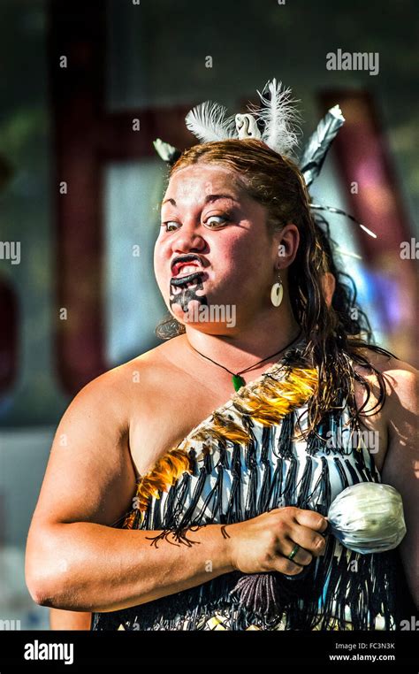 Maori woman performing the haka (war dance) at Melbourne Festival ...