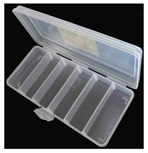 10.5" X 4.5" X 1.75" Clear Plastic Storage Box With 6 Divided Sections & Removeable Dividers ...