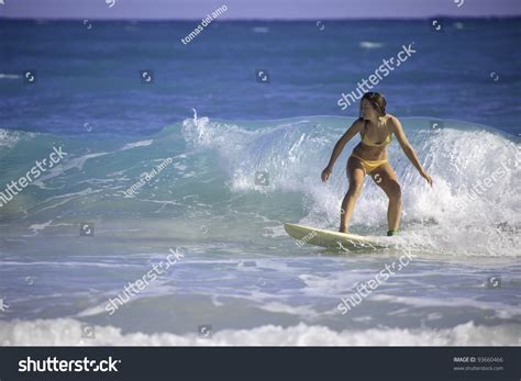 Young Woman Surfing In Hawaii Stock Photo 93660466 : Shutterstock