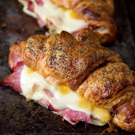 Ham and Cheese Croissants with Honey Mustard Glaze - Nicky's Kitchen Sanctuary