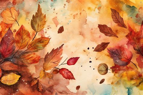 Premium Photo | A watercolor painting of autumn leaves.