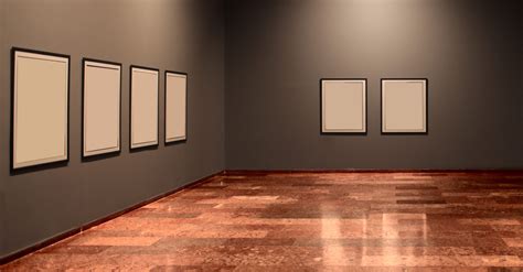 White Frames on Grey Wall in Art Museum