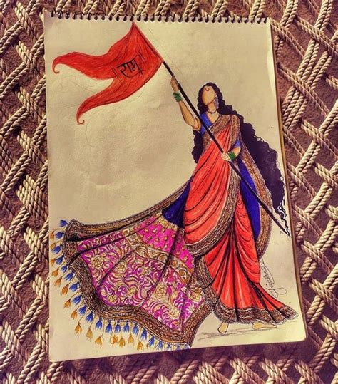 Bharat mata | Mini canvas art, Fashion art illustration, Beauty art drawings