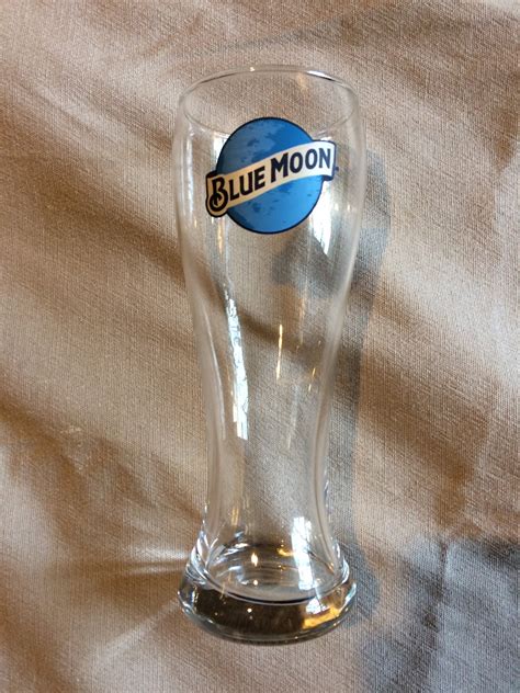 Blue Moon Beer Glass Pilsner 16 oz Vintage Bar Pint Glass Blue | Etsy