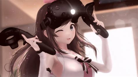 5120x2880px | free download | HD wallpaper: 3d, Anime Girls, Kizuna Ai, VR Headset | Wallpaper Flare