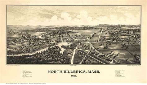 North Billerica, Massachusetts 1887 Bird's Eye View - Old Map Reprint - OLD MAPS