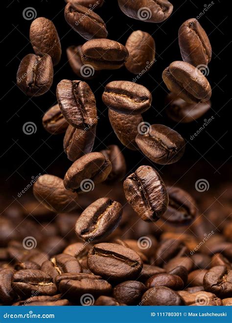 Falling Coffee Beans. Dark Background with Copy Space Stock Image - Image of heap, burlap: 111780301