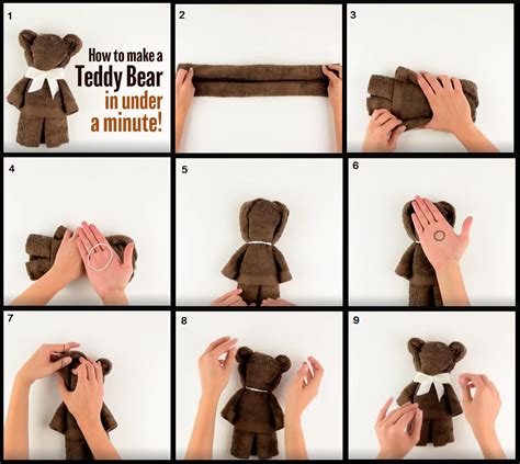 make a teddy bear from a hand towel or rag | Baby bear baby shower ...