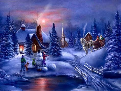 Christmas Winter Scenes Wallpaper Free - WallpaperSafari