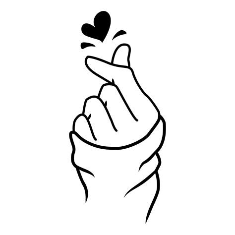 Vinyl Wall Art Decal - Heart Hand Love Sign - Cute Korean Gesture Art ...