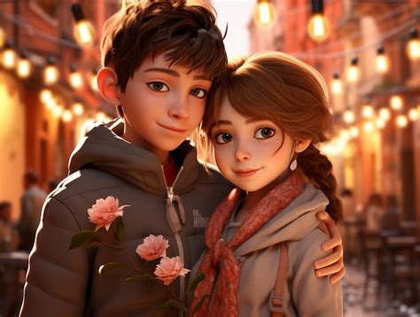 Premium Photo | Cute cartoon couple HD 8K wallpaper Stock Photographic