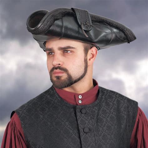 Pirate King Leather Tricorn Hat - MuseumReplicas.com