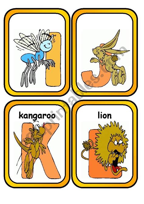 Alphabet Flashcards with Animals - ESL worksheet by Krümel