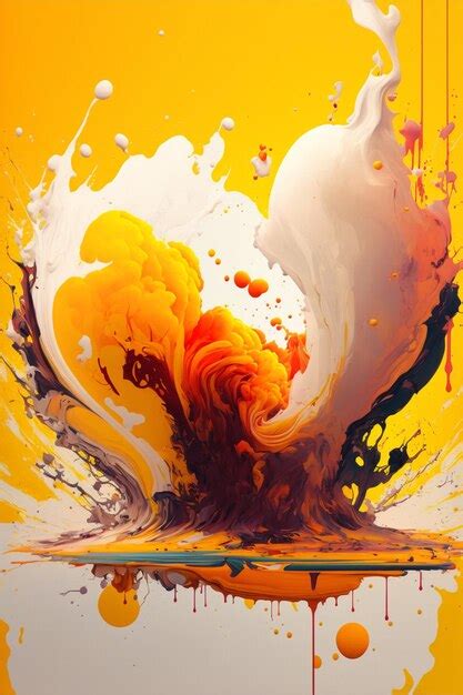 Premium Photo | Splash of paint on a yellow background generative ai