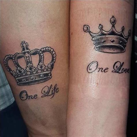 Matching King And Queen Crown Tattoo Designs