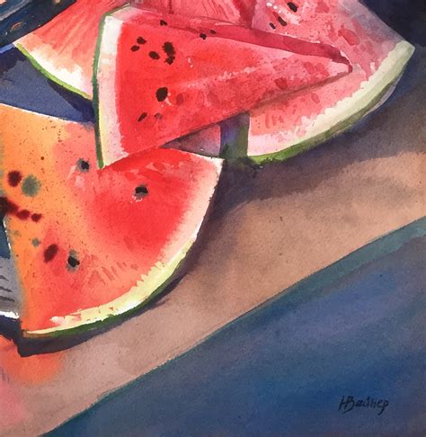 Watermelon art Painting for kitchen still life with | Etsy