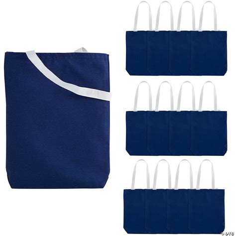 Medium Blue Canvas Tote Bags | Oriental Trading