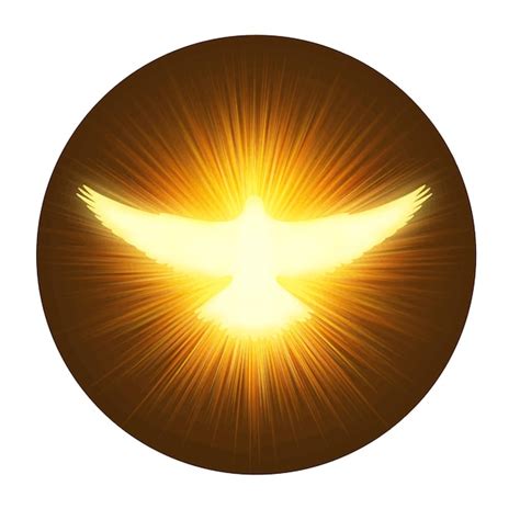 Premium Vector | Holy Spirit symbol a white dove with halo of light flame fire rays and Holy ...