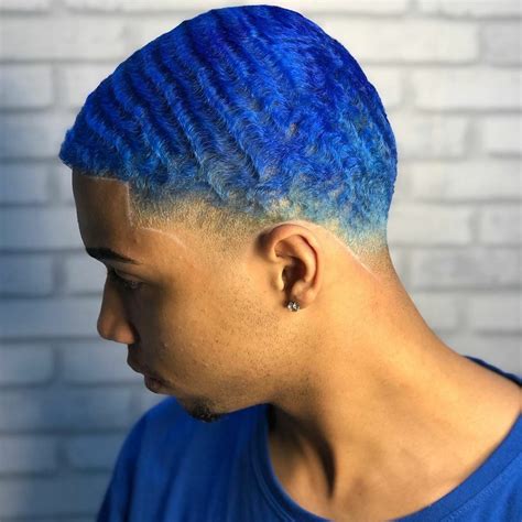 Pin by Kev on Crown 👑 | Dyed hair blue, Waves haircut, Men hair color