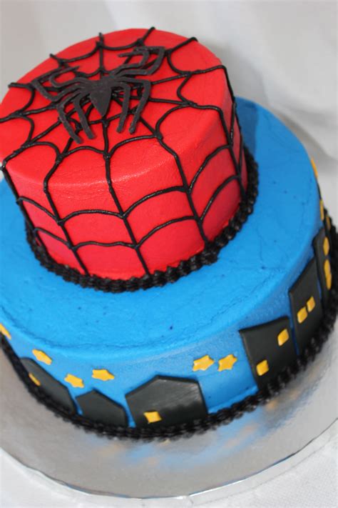 Spiderman cake made from buttercream with fondant and chocolate accents ...