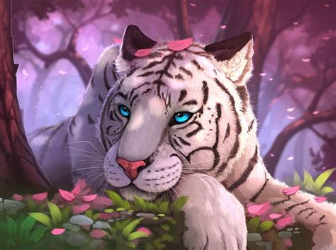 Blue Eyes White Tiger In Fantasy World Wallpaper, HD Animals 4K Wallpapers, Images and ...