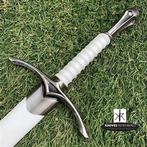 White Chivalry Ring Medieval Knight Warrior's Arming Sword with Scabbard - CUSTOM ENGRAVED