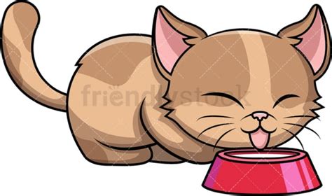 Cat Drinking Milk Cartoon Vector Clipart - FriendlyStock