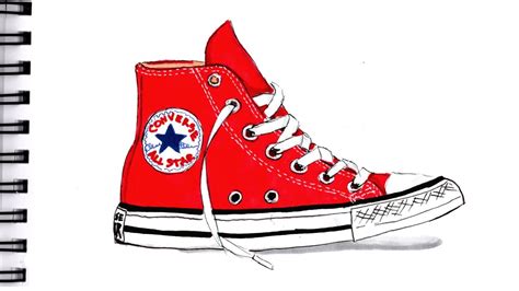 HOW TO DRAW CONVERSE SHOES Step by Step Drawing Tutorial how to draw realistic All Stars high ...