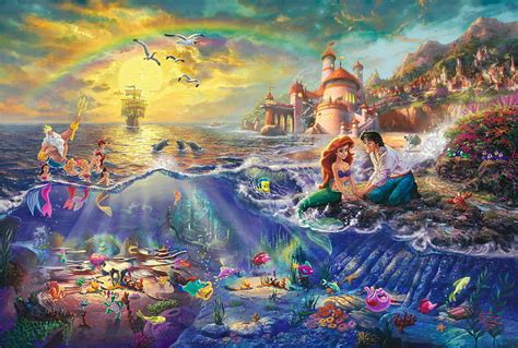 HD wallpaper: Disney Little Mermaid wallpaper, castle, cartoon, rainbow ...