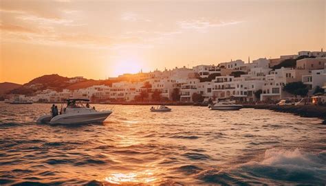 Premium AI Image | Sunset in mykonos