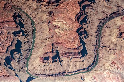 Grand Canyon National Park Aerial View of Explorers Monument on Marcos Terrace in Granite Gorge ...