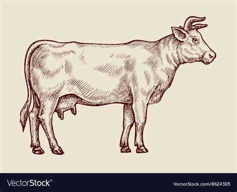 Sketch cow hand drawn Royalty Free Vector Image