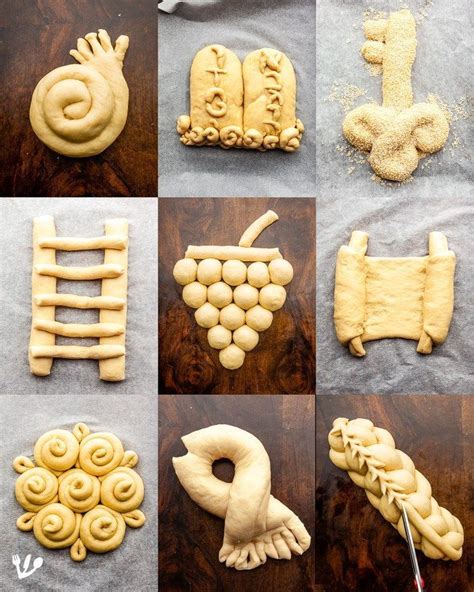 Popular challah shapes from TOP, left to right 1) Round, spiral or coil-shaped challah for the ...