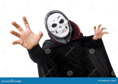 Man In Horror Costume With Mask Isolated On White Stock Photo - Image: 57684313